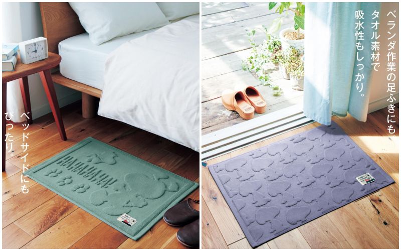 日本千趣會 - mini labo 去泥污腳踏墊-法蘭西花朵-藍綠