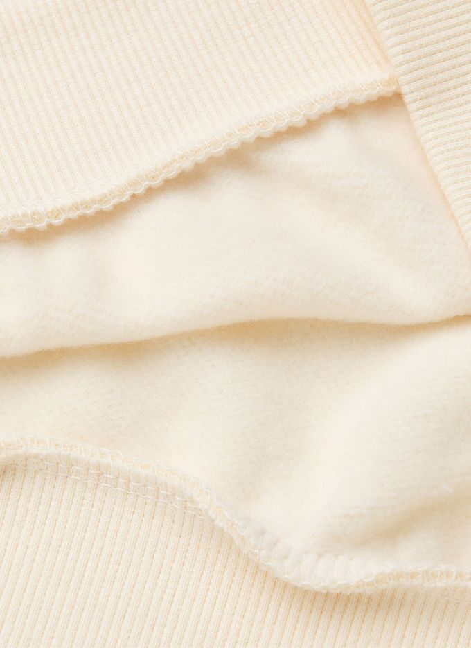 韓國 OZKIZ - 調皮微笑豆豆內磨毛長袖套裝-米白X杏灰