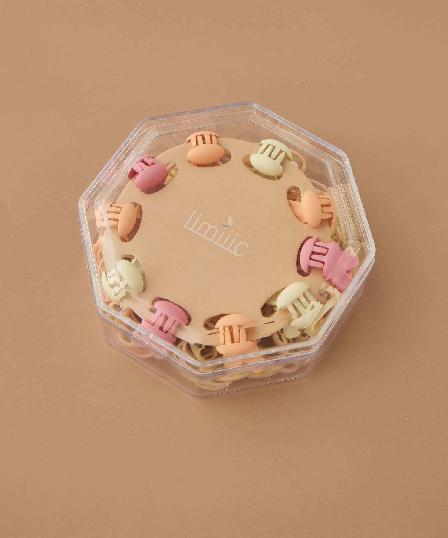 日本 Lattice - 兒童小圓髮夾+橡皮髮圈超值組-盒裝-粉橘色系