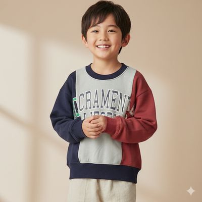 akachan honpo - 復刻風休閒上衣-深藍色