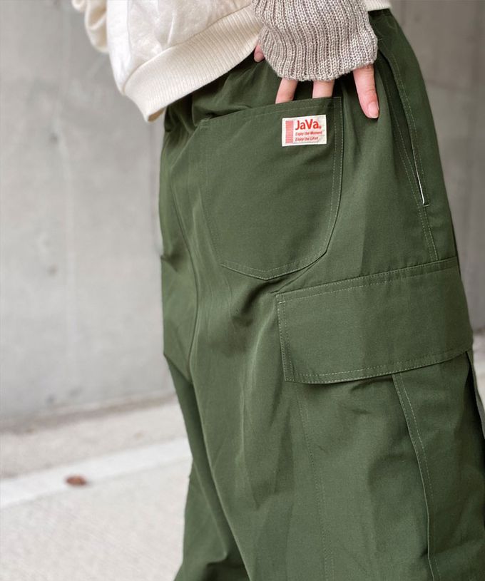 日本 Classical Elf - 美式休閒多口袋抽繩工裝褲-軍綠