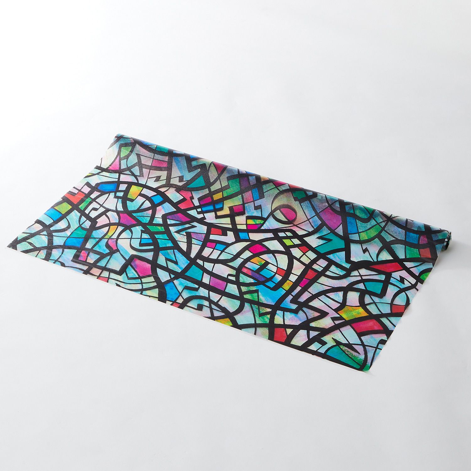 日本千趣會 - 日本製 設計師款90％抗UV光影窗貼(靜電式)-彩色玻璃 (92×90cm)