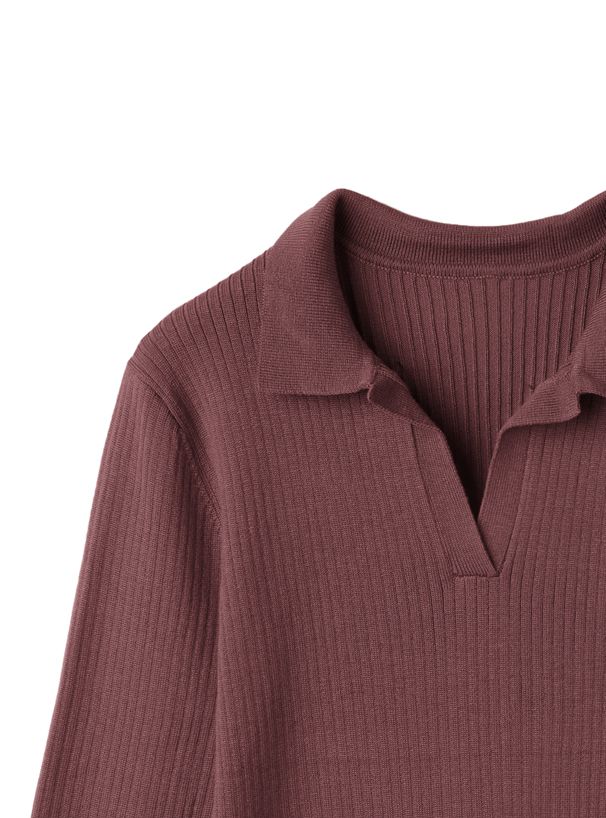 日本 GRL - 率性羅紋薄針織上衣-知性黑