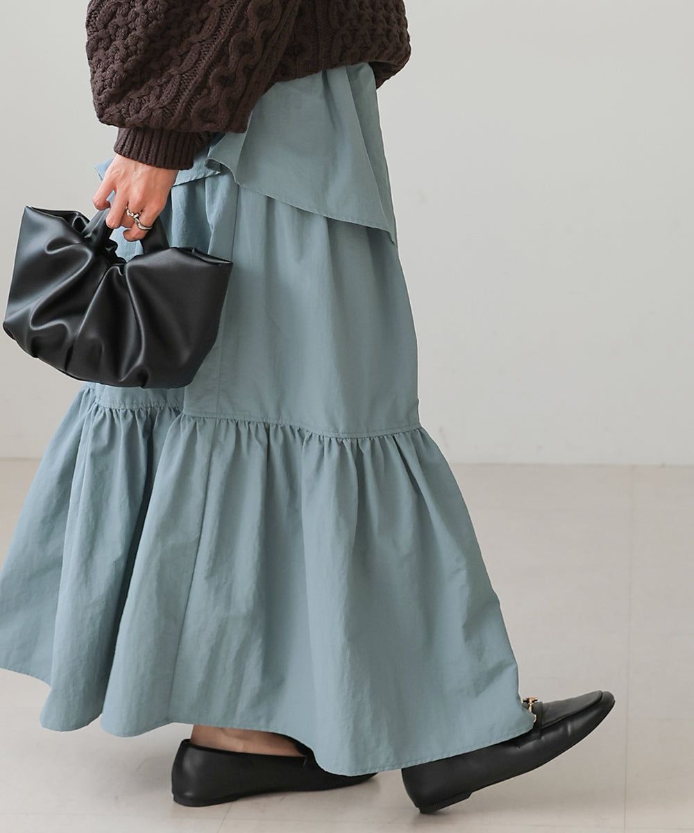 日本 Bab - 成熟可愛立體縐褶蛋糕長裙-米杏 (M)