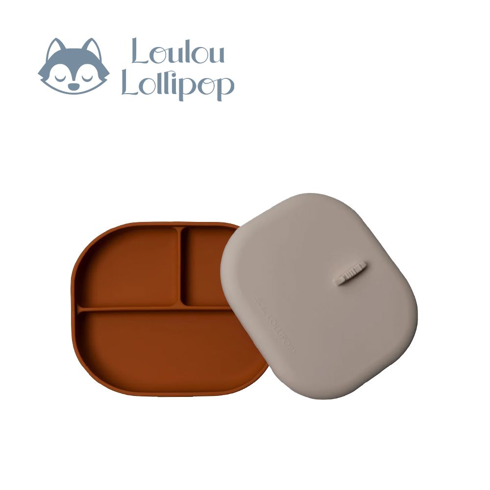 矽膠吸盤式餐盤盒-焦糖棕