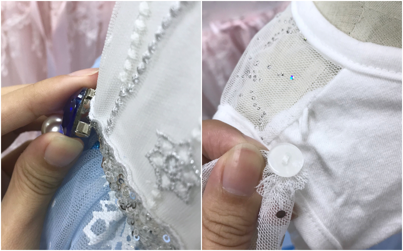 韓國 mari an u - (剩9號)冰雪奇緣2同款-艾莎洋裝(披風可拆,露肩款)-雪花白X藍