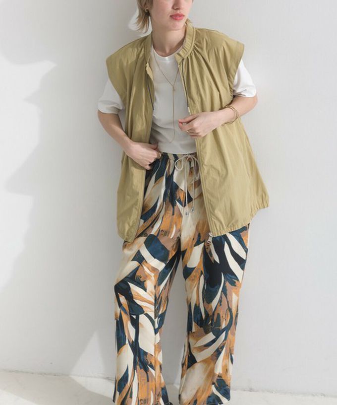 日本 le colis - [人氣款]個性派印花輕盈寬褲-幾何-藍x橘