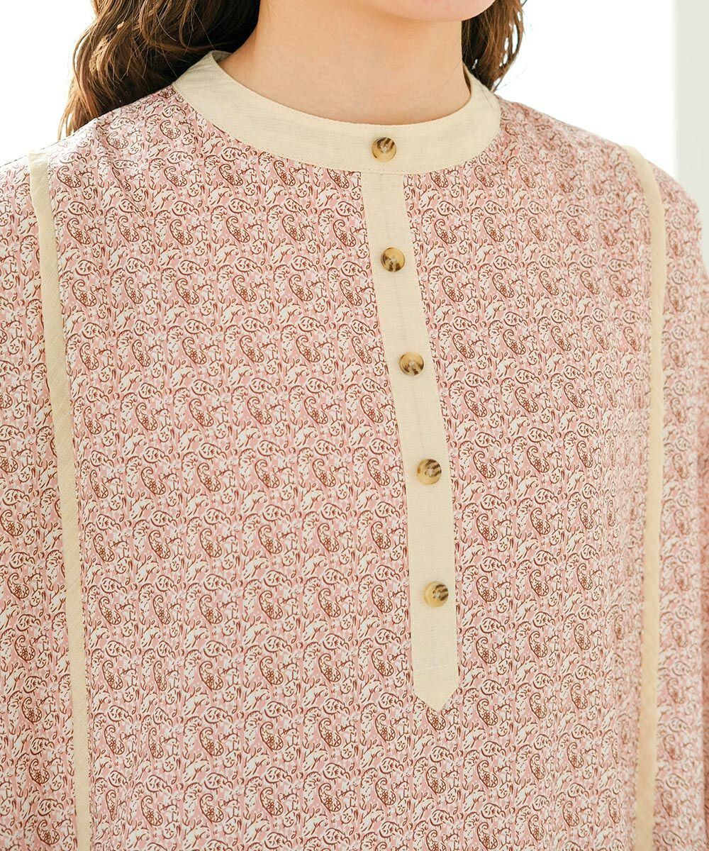 日本 Bab - 歐風碎花圓領雪紡洋裝-春日粉