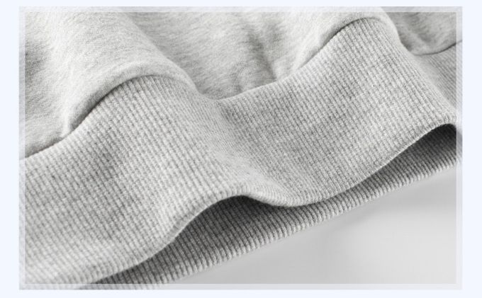 加絨棉混紡長袖上衣-微笑-灰色