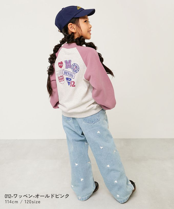 日本 devirock - 熱銷定番 女孩印花縮口長袖上衣-草莓鬆餅-燕麥X粉紅