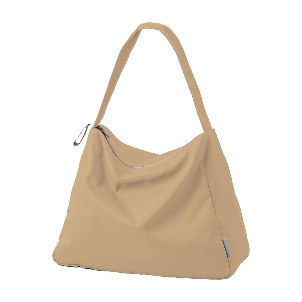 日本 MOTTERU - 輕巧折疊保冷肩背包/購物袋(可機洗)-摩卡棕 (17L)