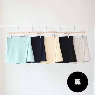 韓國女裝連線 - VETICA 韓製顯瘦小腹收收短片裙褲-黑