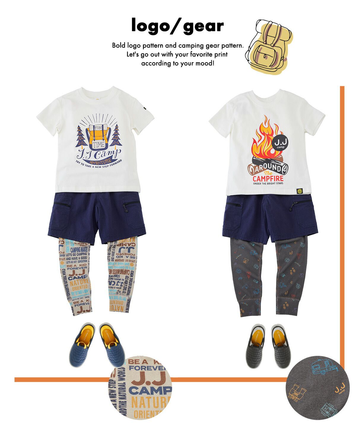 日本服飾代購 - 防蚊加工 繽紛印花薄長褲-露營道具-深灰