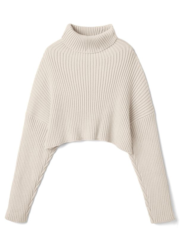 日本 GRL - 落肩高領羅紋針織上衣-暖陽橘 (F)