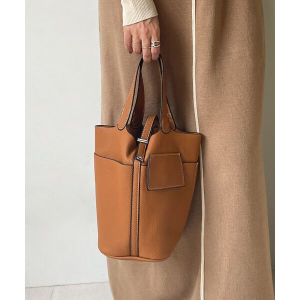 日本 Bou Jeloud - 皮革時尚簡約手提水桶包-黑