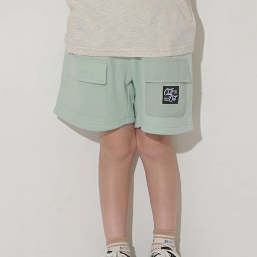 日本 b-ROOM - 大口袋素色休閒五分褲-薄荷綠
