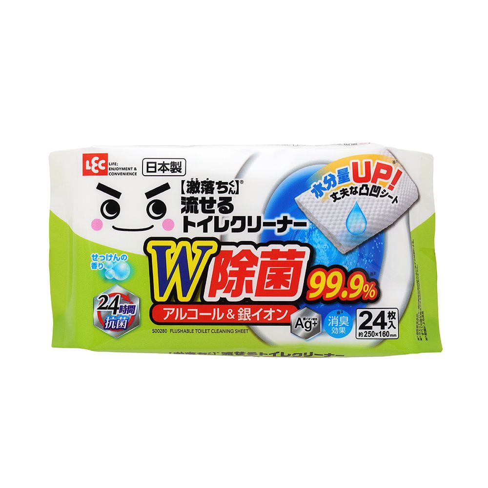 日本 LEC - 【激落君】日製廁所W除菌去污擦拭巾24枚入