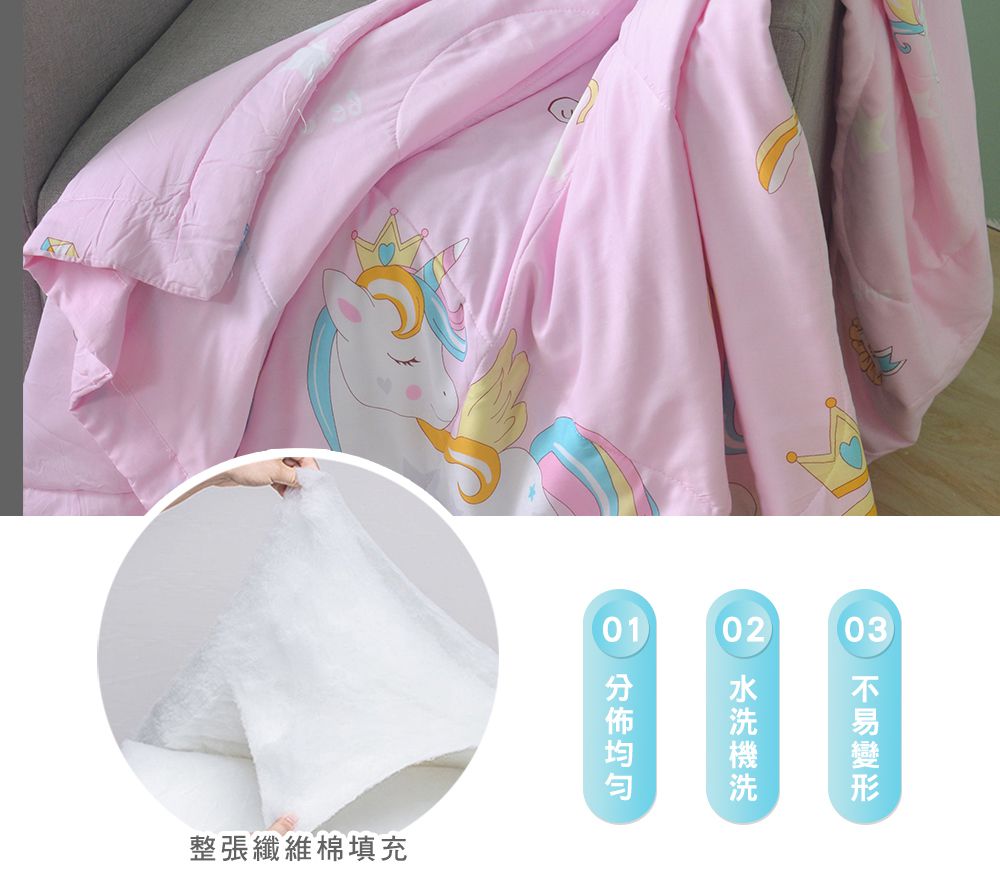 MIGRATORY 媚格德莉 - 兒童竹纖維抑菌可水洗四季蓋被/涼被-獨角獸 (105x120cm)