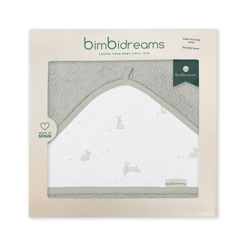 【bimbidreams】竹纖維掛勾連帽浴巾禮盒 100x100cm(寶寶新生兒禮 滿月禮 彌月禮 嬰兒禮盒)-夢幻兔兔(綠)