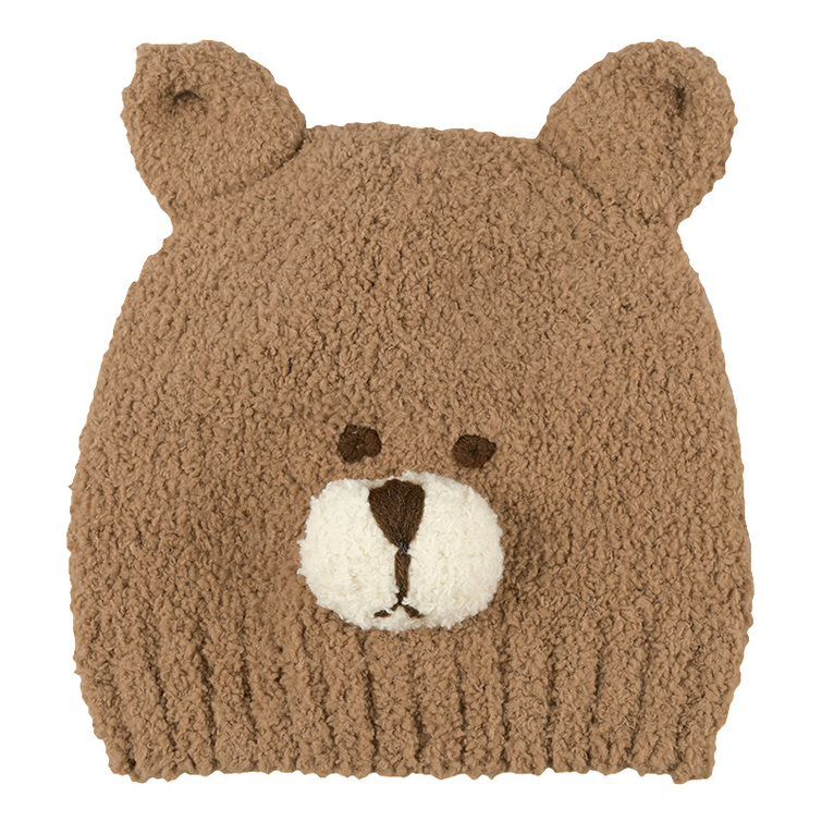 akachan honpo - 毛茸茸針織帽-小熊-咖啡色