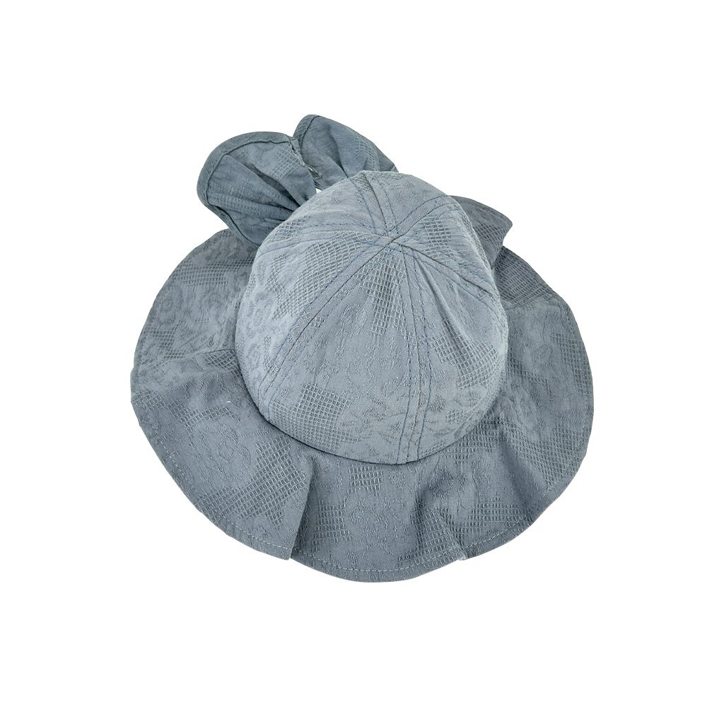 寶寶防曬帽 蝴蝶結素色公主帽 童帽-灰色 (頭圍40公分內適用)