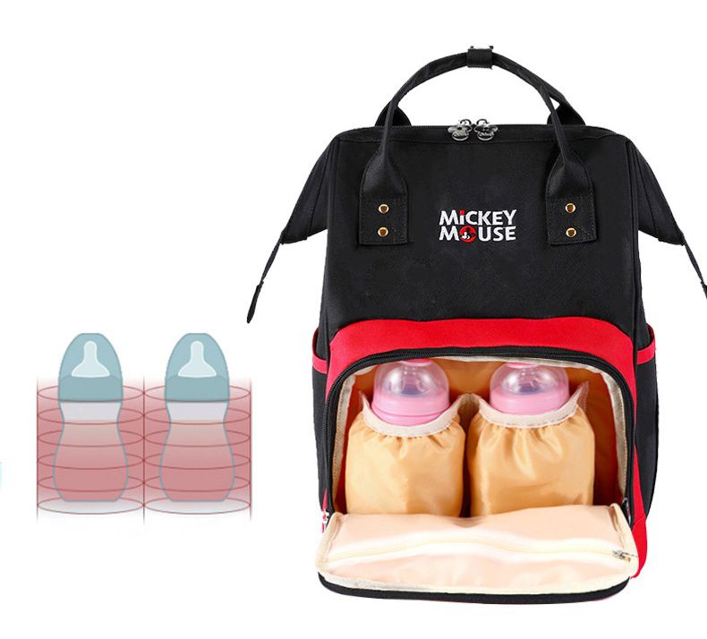 卡通人物大容量後背包/媽媽包-米奇-黑+紅 (40x22x18cm)