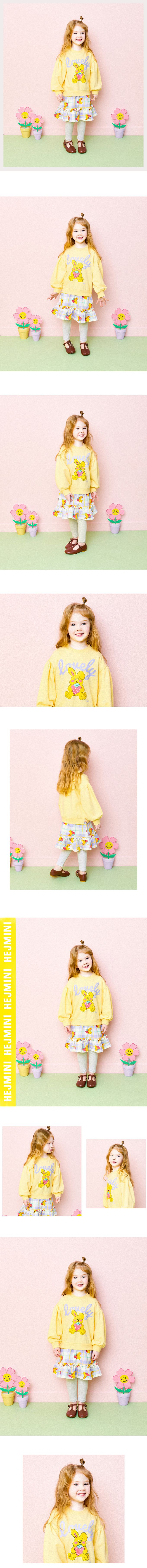 韓國 HEJMINI - 假兩件草莓兔娃娃印連身洋裝-黃X紫