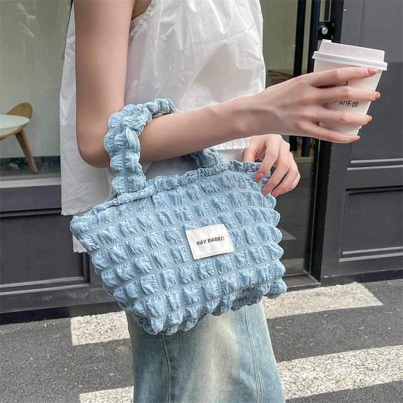 奶油泡泡雲朵手提包/托特包-紫色 ((19+12)x17x10cm)