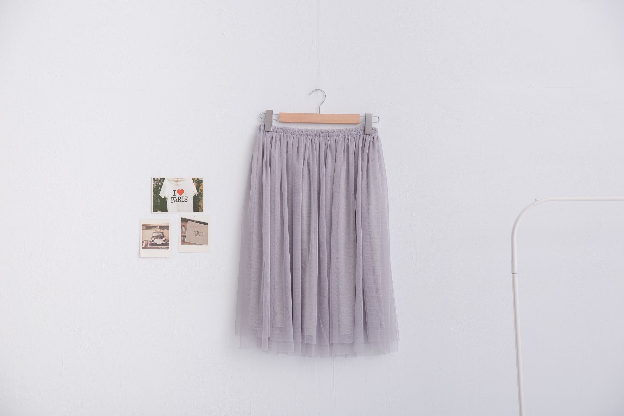 Peachy - 獨家訂製綿柔半身紗裙-半身中長版-溫柔灰 (F)