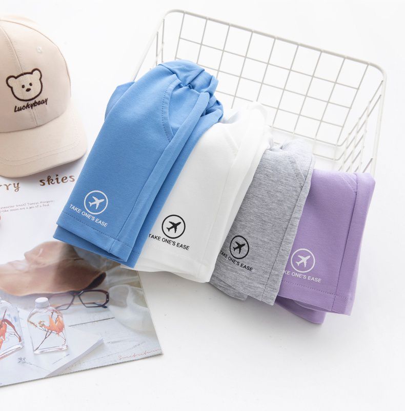 FANMOU - 奧爾棉腰鬆緊運動短褲-飛機-藍色