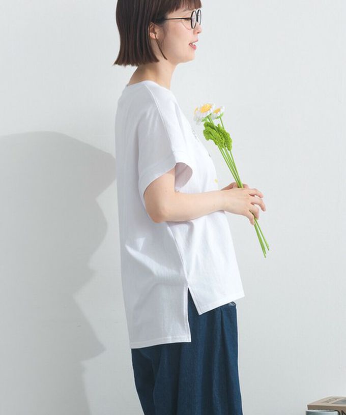 日本 Lupilien - 16OE天竺棉 臘腸狗印花短袖上衣-白