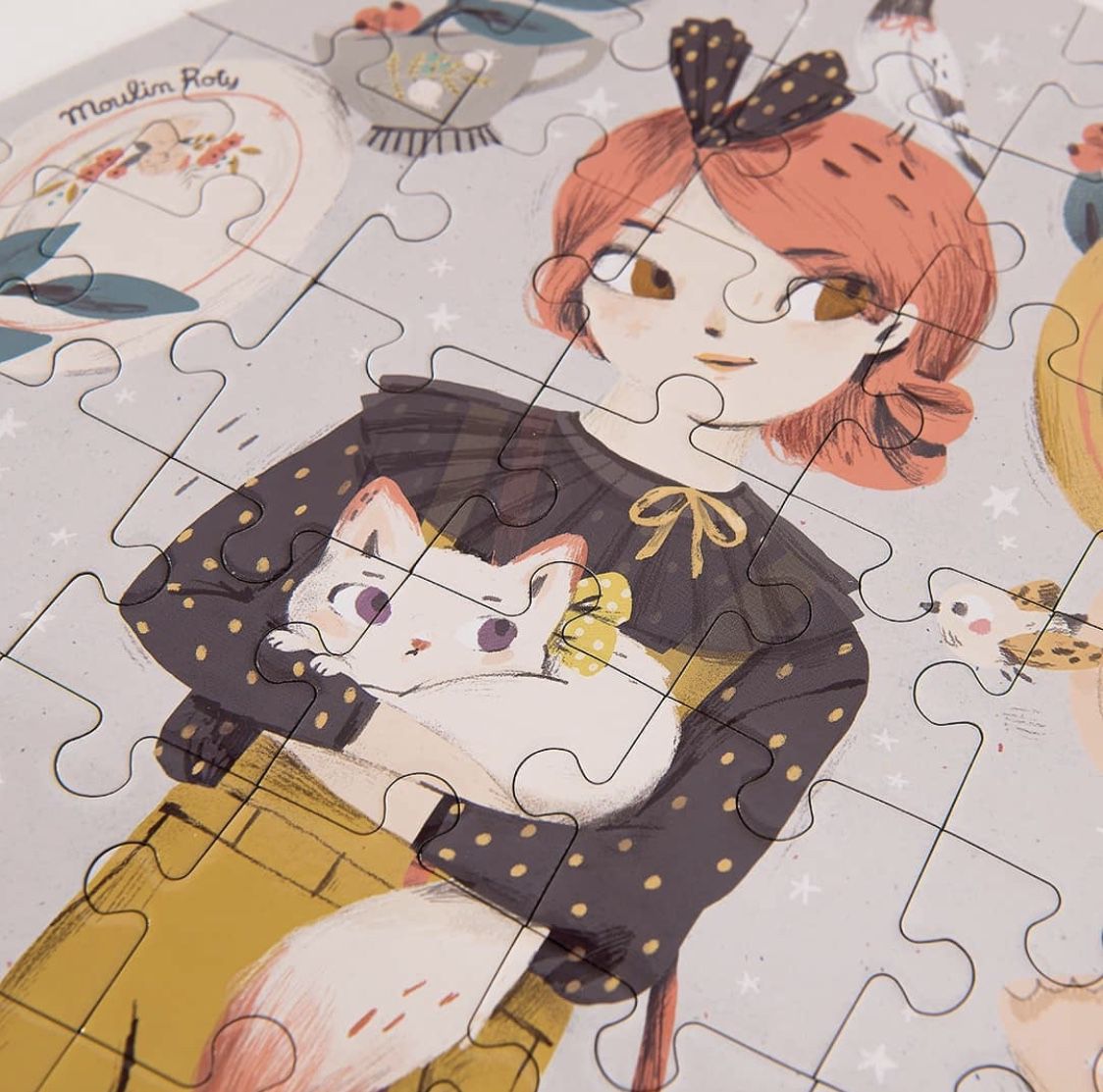 Moulin Roty - 浪漫女孩圓筒禮盒拼圖(65片)