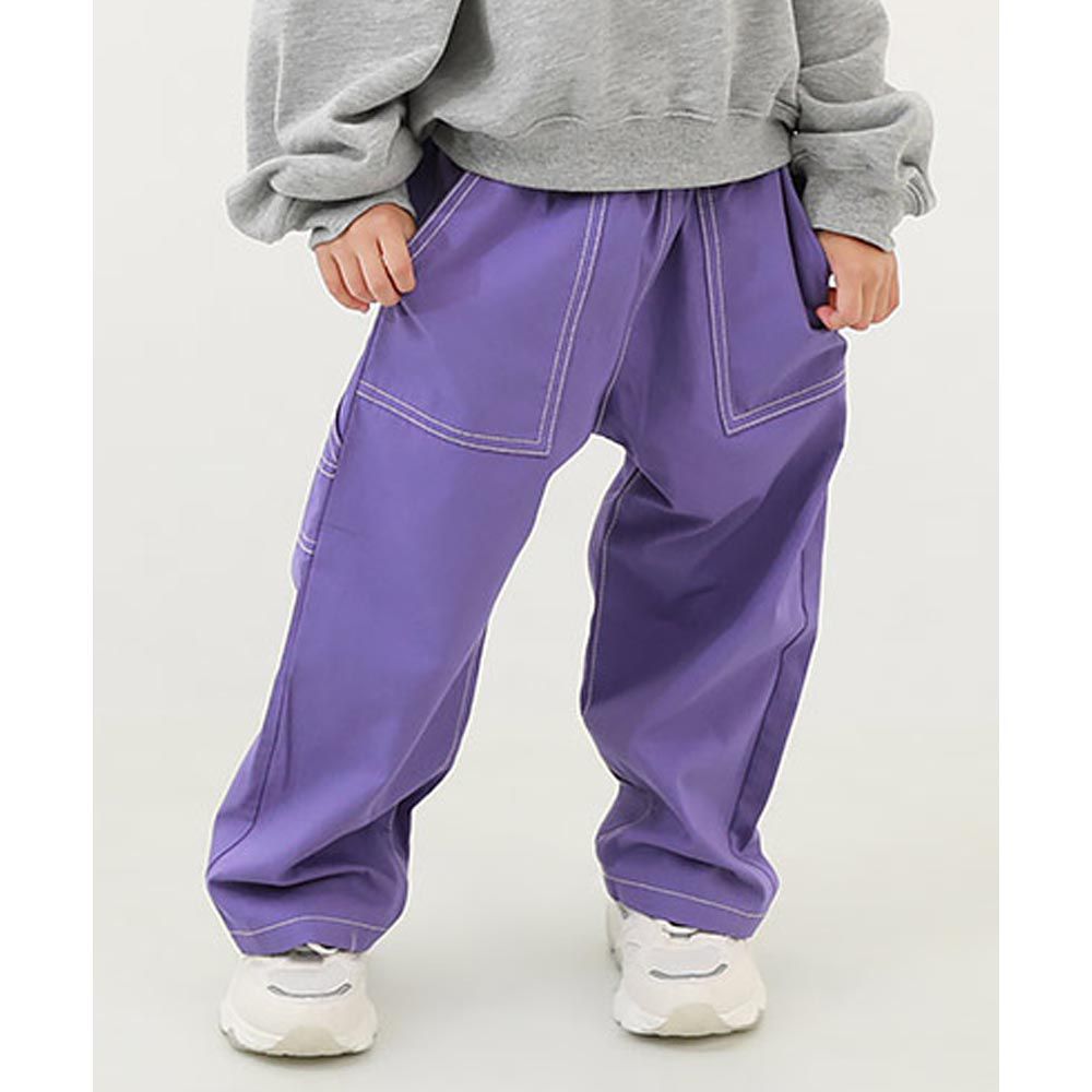 日本 devirock - 獨特縫線大口袋寬版畫家褲-紫