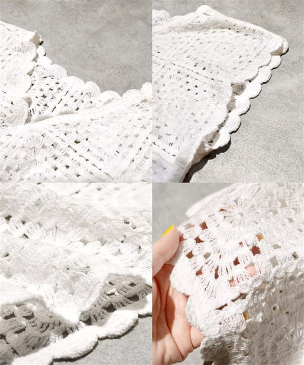 日本 zootie - 夏日清新雕花鉤針背心-白