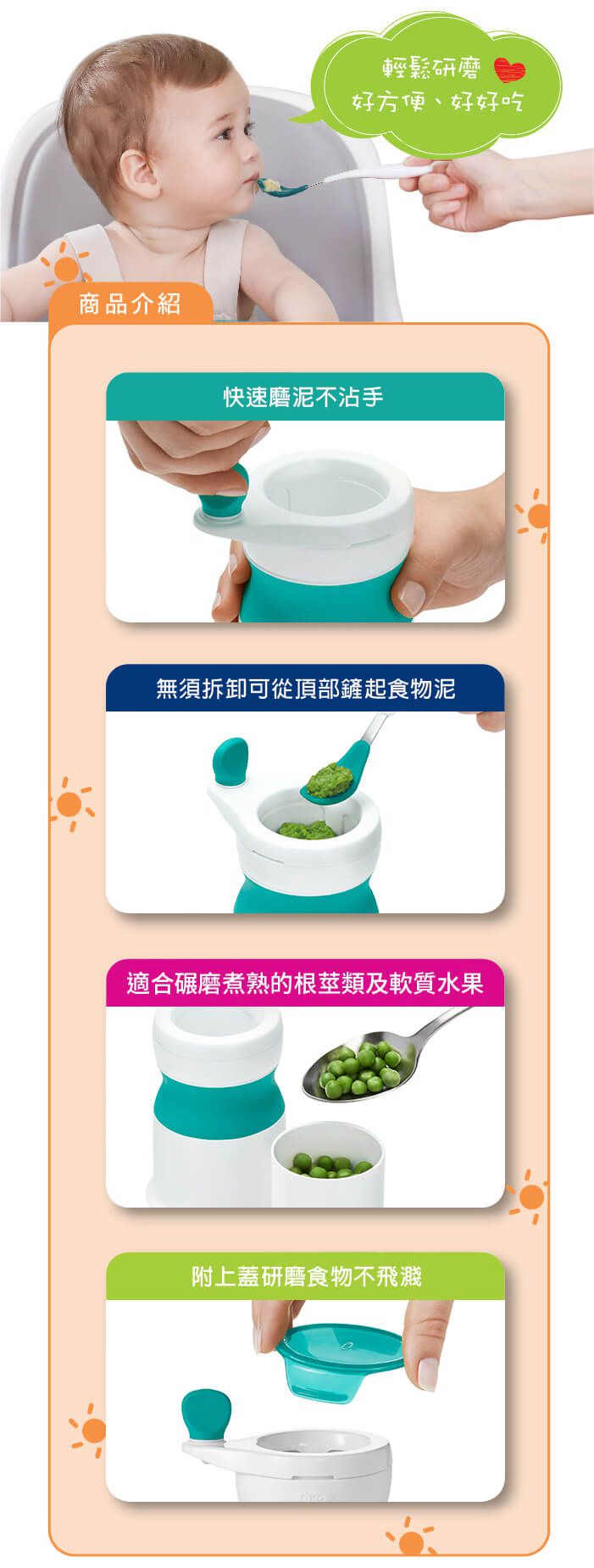 美國 OXO - OXO tot 好滋味研磨器-靓藍綠