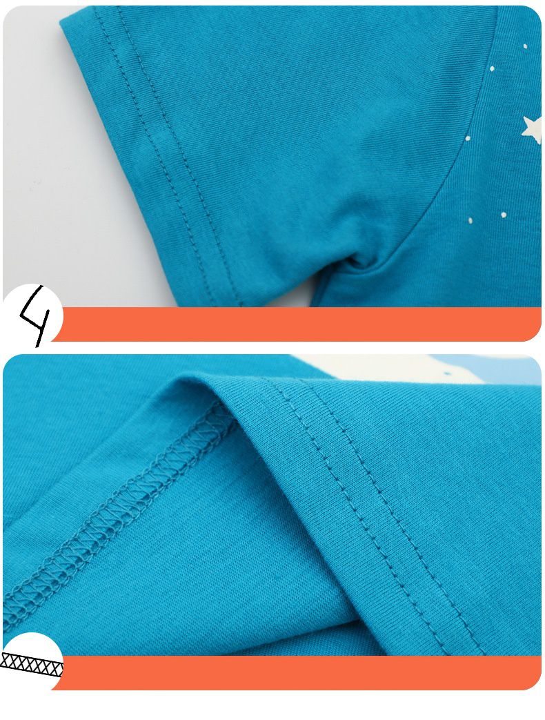 Jumping meters - 夜光圓領短袖上衣-MOOM-藍色