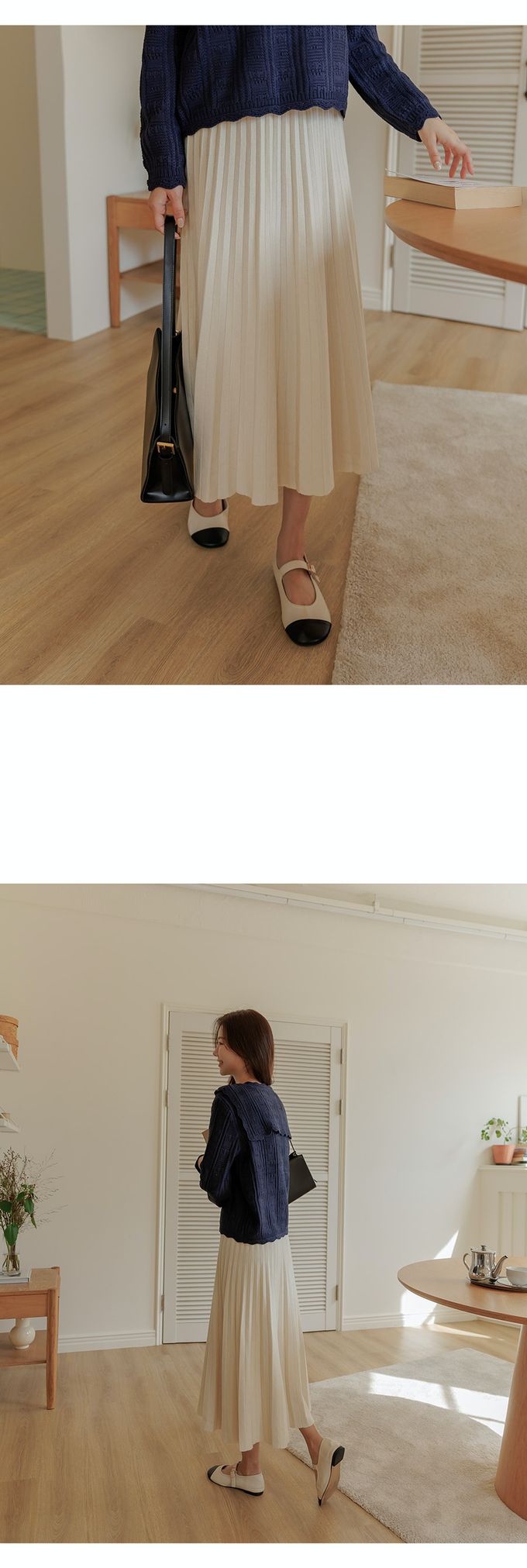 韓國 Urbantheroom - 優雅迷人百褶針織裙-象牙色 (Free)