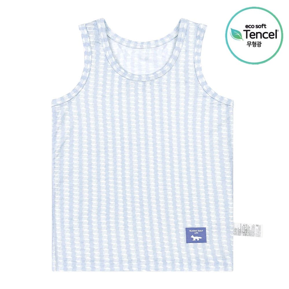 天絲纖維透氣背心內衣(男寶)-幾何紋路-天藍