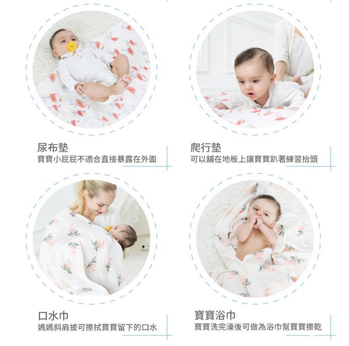 Muslin Tree - 動物印花雙層嬰兒紗布包巾/蓋被-白鶴 (120*120cm)