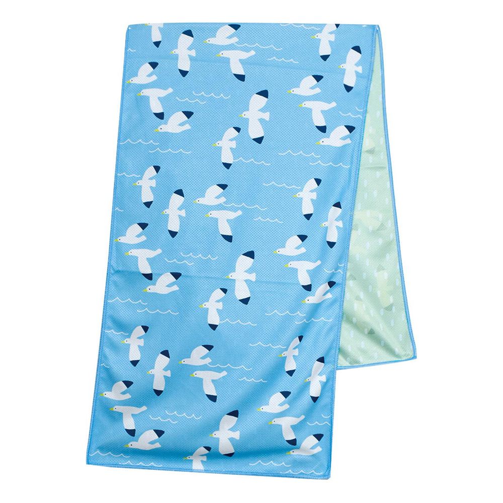 日本現代百貨 - 抗UV水涼感巾(附收納罐)-海鷗-水藍 (30x100cm)