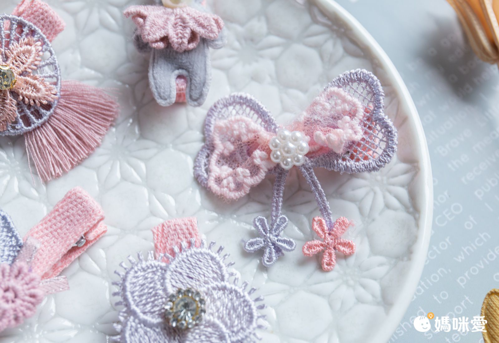 手工拼布蕾絲髮夾-捕夢網 (一組5入)