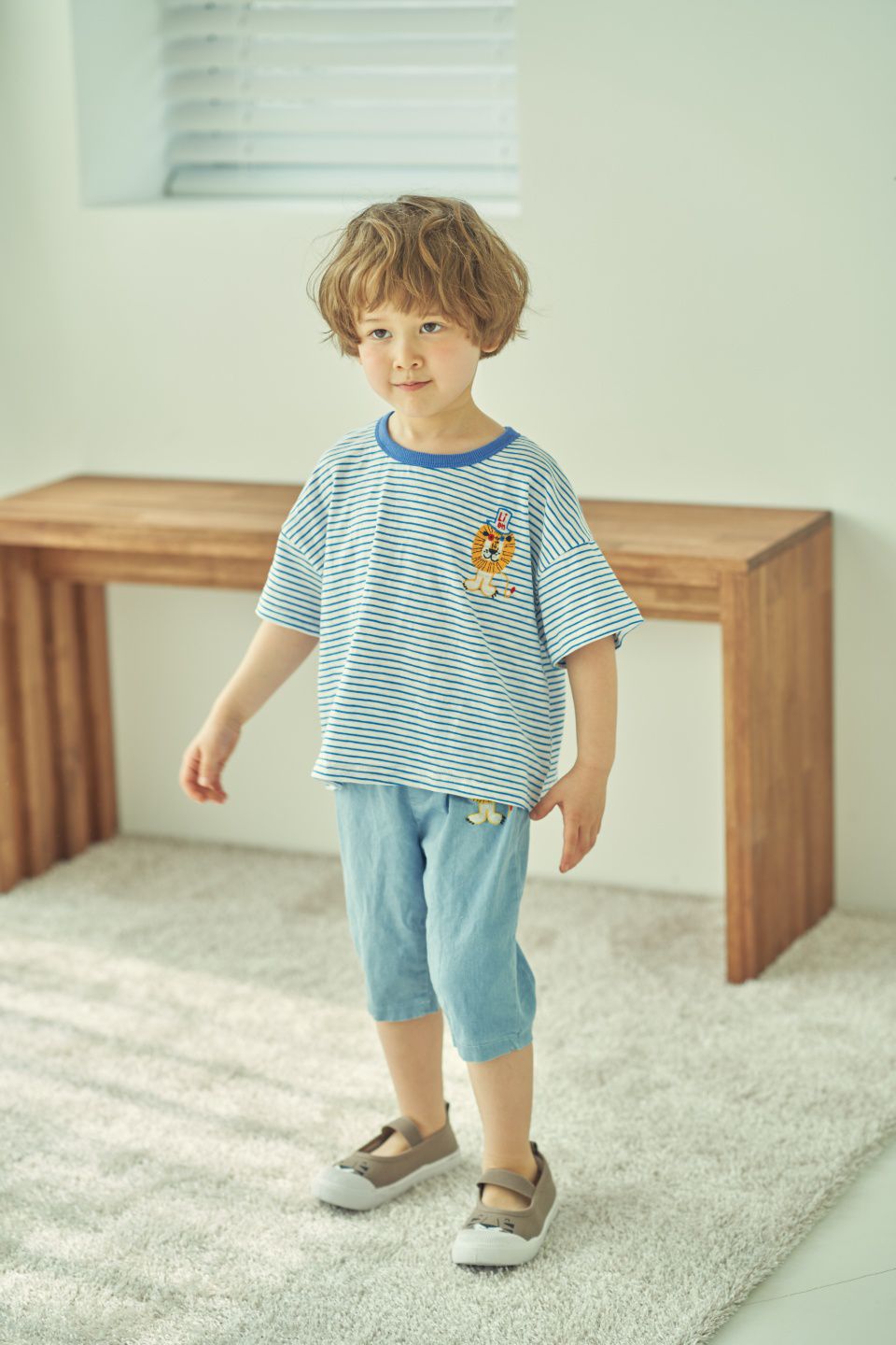 韓國 Mimico - 刺繡獅子王牛仔褲