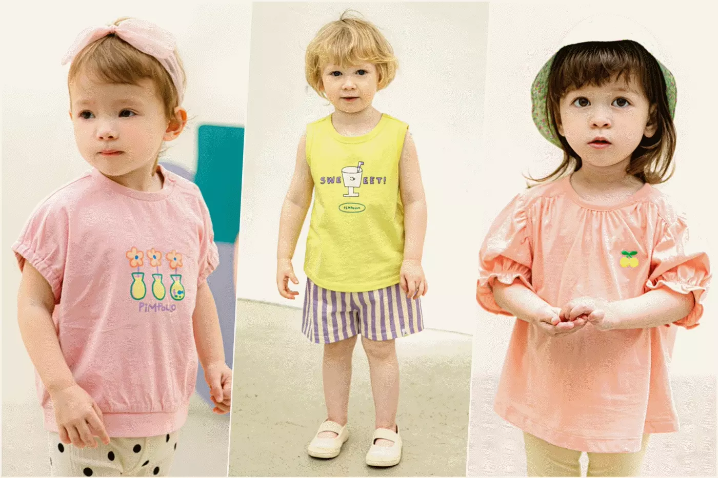 韓國 Pimpollo - 長耳斑點狗狗印短袖套裝-藍X磚紅