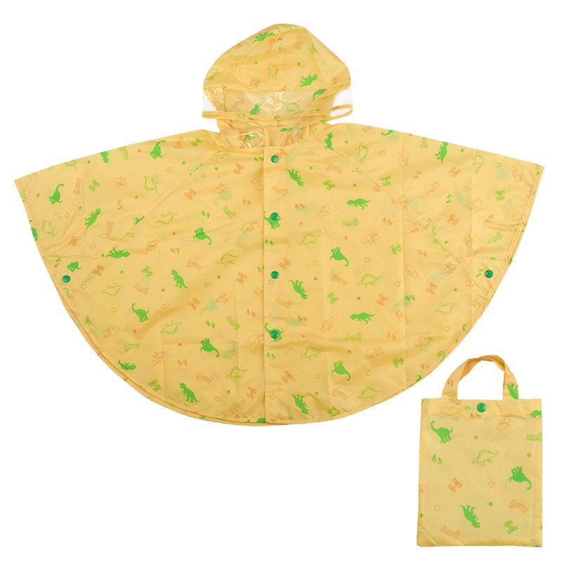 akachan honpo - 短斗篷式雨衣-恐龍-黃色 (80~95cm)