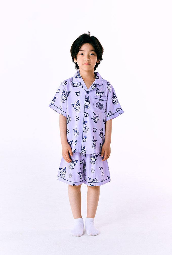 韓國童裝代購 - SPAO KIDS短袖睡衣套裝-卡通人物庫洛米-紫