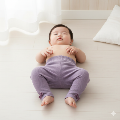 akachan honpo - 內搭褲-羅紋抽針針織布-紫色