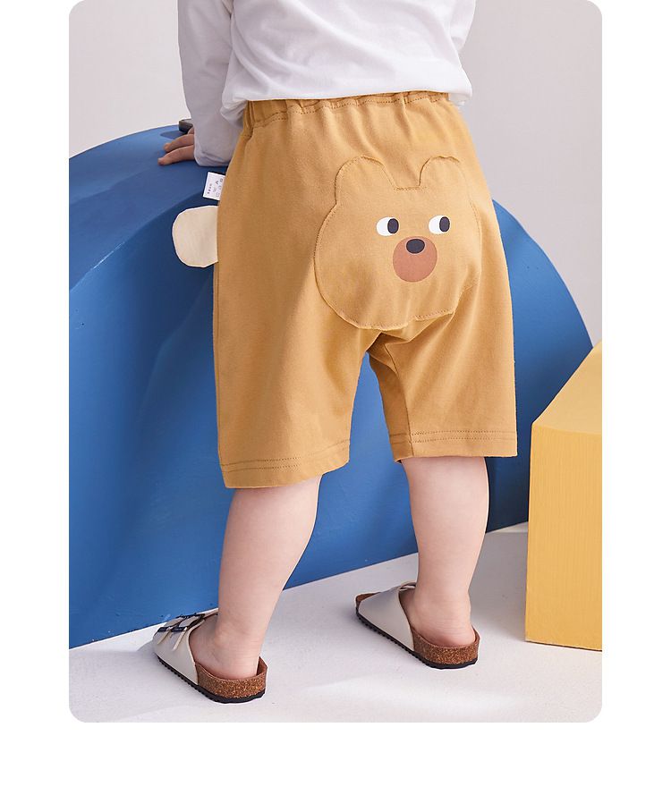 Q萌腰鬆緊短褲-熊貓-黃色
