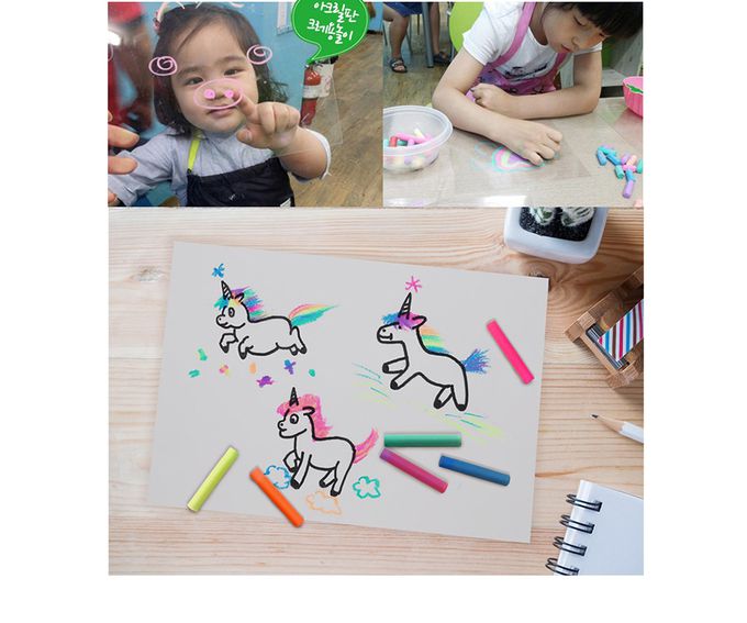 韓國SNOWKIDS - 寶寶安全無痕塗鴉蠟筆-6色組：冰雪藍/杏玫红/極光黃/粉凝綠/芋藕紫/橙柚橘