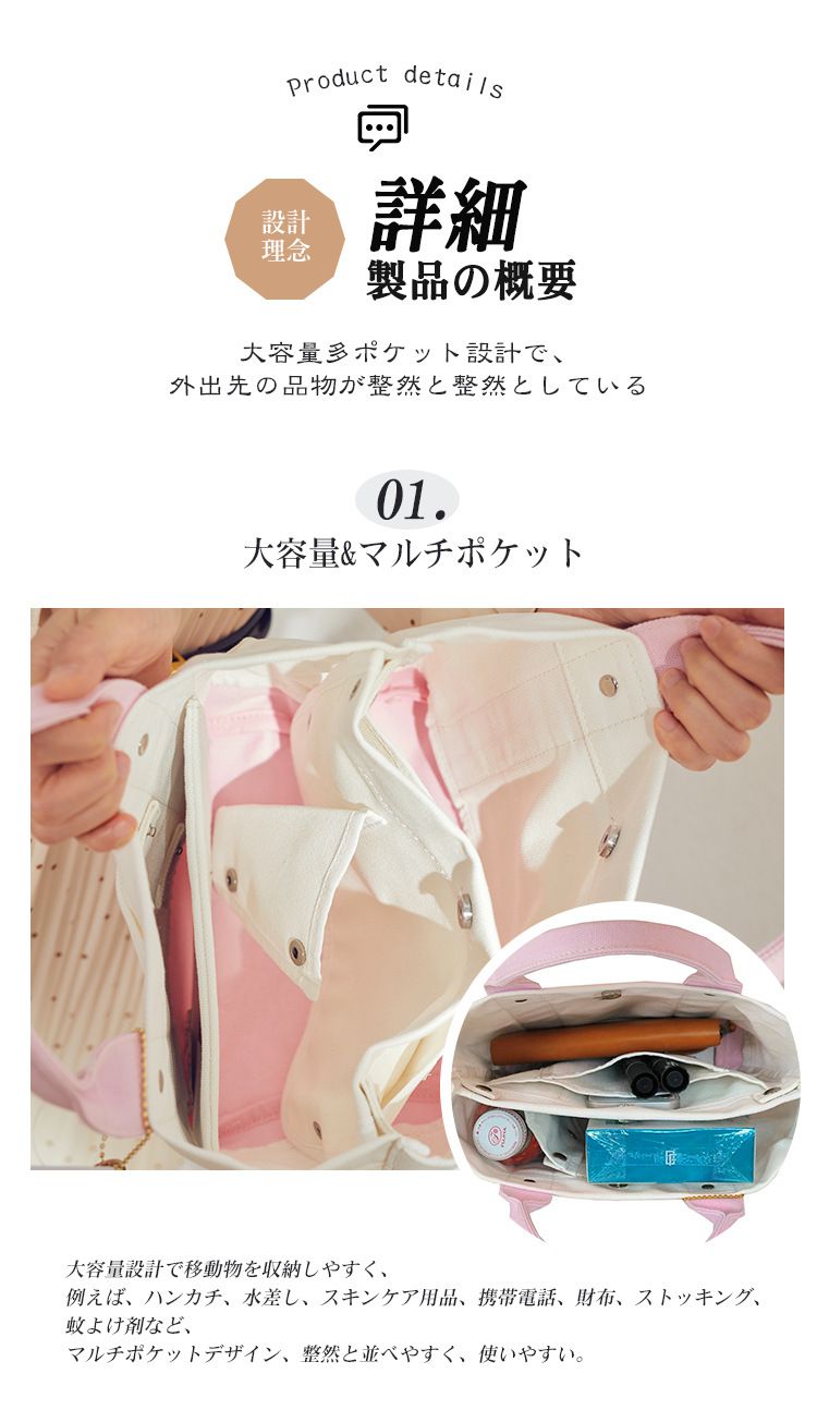 加厚大容量帆布手提包/便當袋-夾層可拆-白+深藍 (20.5x15x21.5cm)