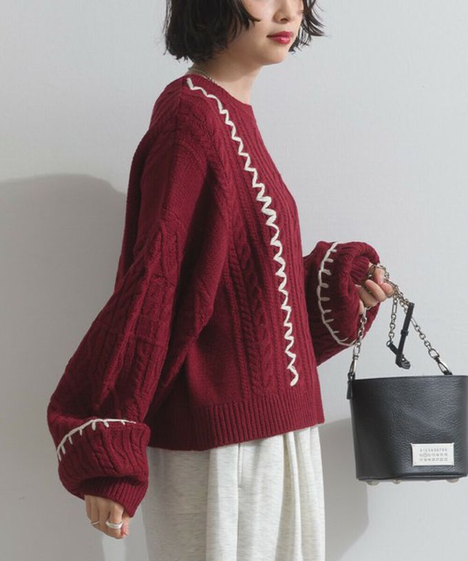 日本 ELENCARE DUE - 手工編織感柔美麻花紋理毛衣-炭灰